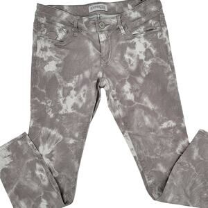 Express Size 4 Womens Grey Tie Dye Low Rise Skinny Jeans Hippie Retro Stella